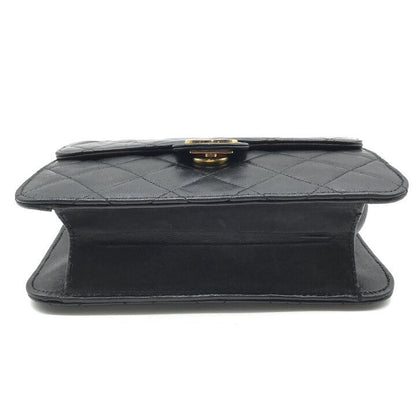Chanel CC Logo Mini Quilted Lambskin Chain Shoulder Bag Black — view 3