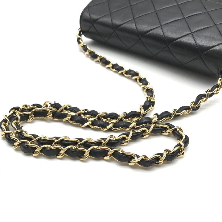 Chanel CC Logo Mini Quilted Lambskin Chain Shoulder Bag Black — view 6