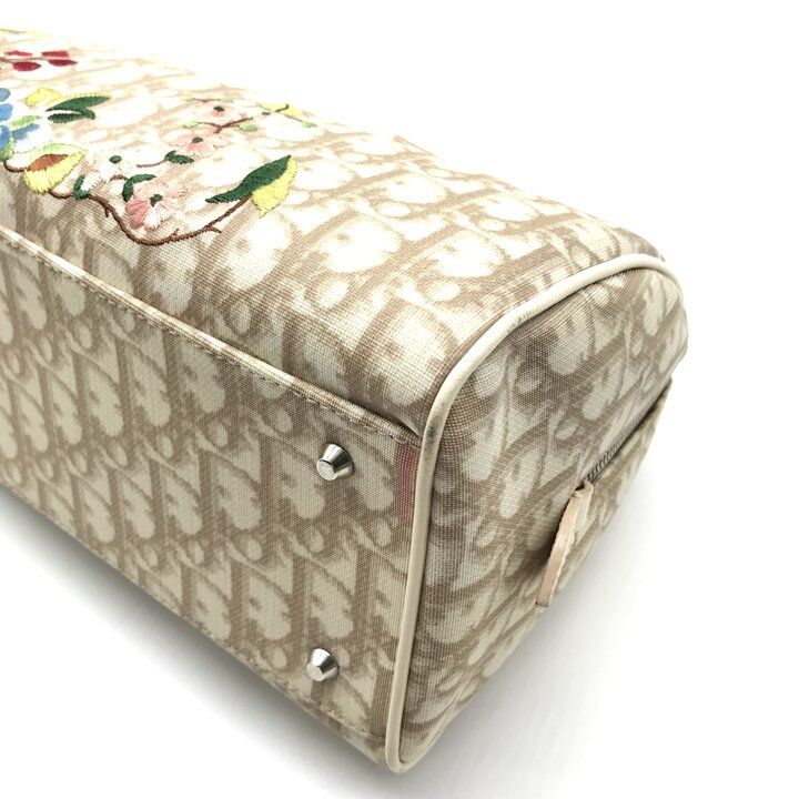 Dior Trotter Leather Flower Embroidery Mini Hand Bag Beige — view 6