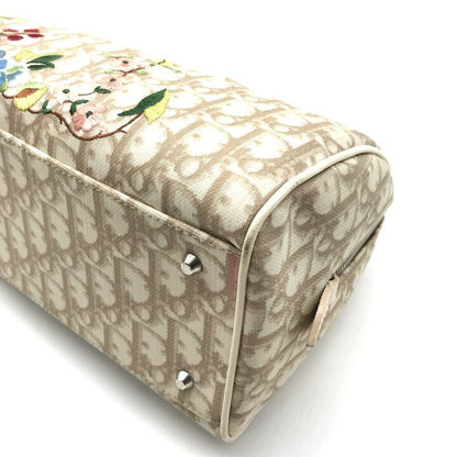 Dior Trotter Leather Flower Embroidery Mini Hand Bag Beige — view 6