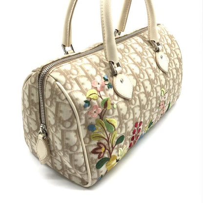 Dior Trotter Leather Flower Embroidery Mini Hand Bag Beige — view 3