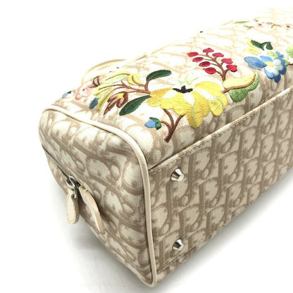 Dior Trotter Leather Flower Embroidery Mini Hand Bag Beige — view 5