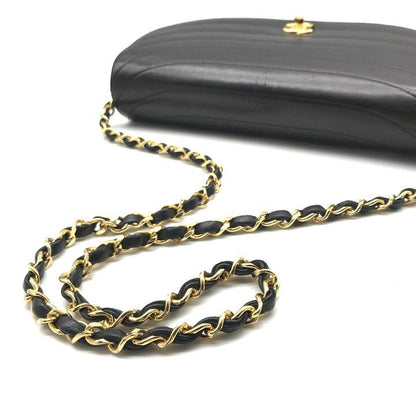 Chanel CC Logo Leather Half Moon Turnlock Chain Shoulder Bag Black — view 7