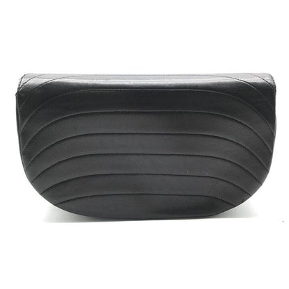 Chanel CC Logo Leather Half Moon Turnlock Chain Shoulder Bag Black — view 3