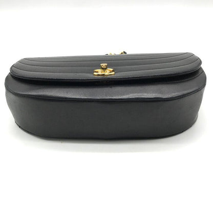 Chanel CC Logo Leather Half Moon Turnlock Chain Shoulder Bag Black — view 4