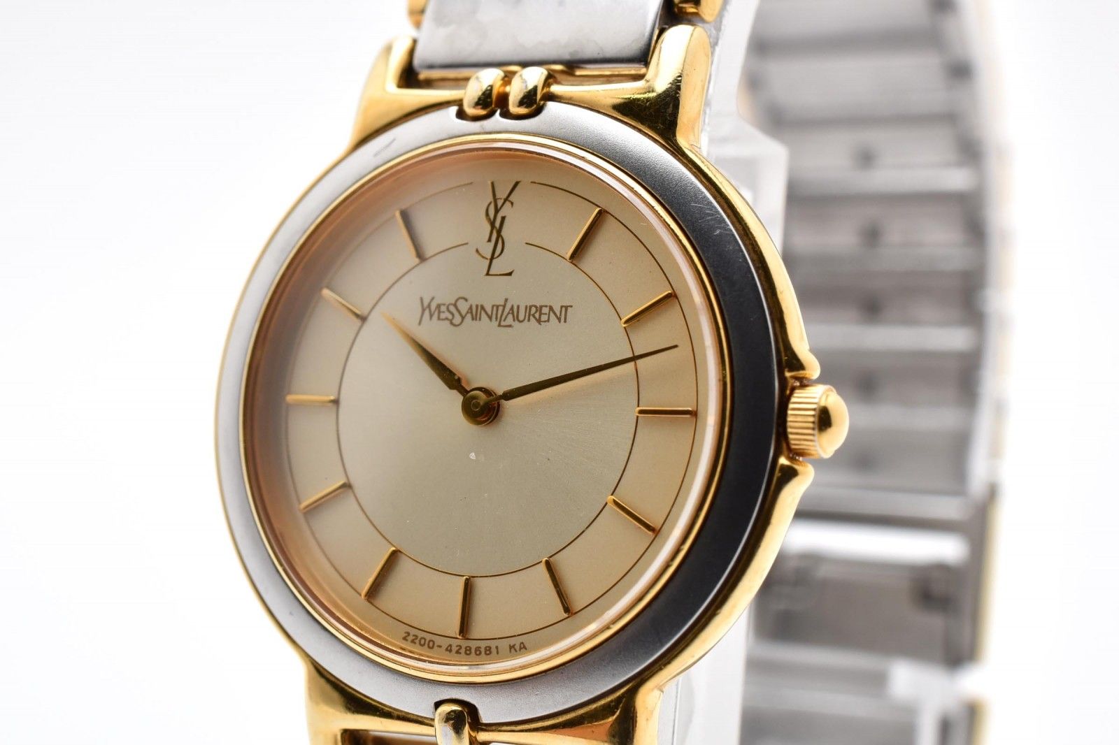 Saint Laurent 2200 Quartz YSL Logo Cassandra Watch Cream Dial Combination