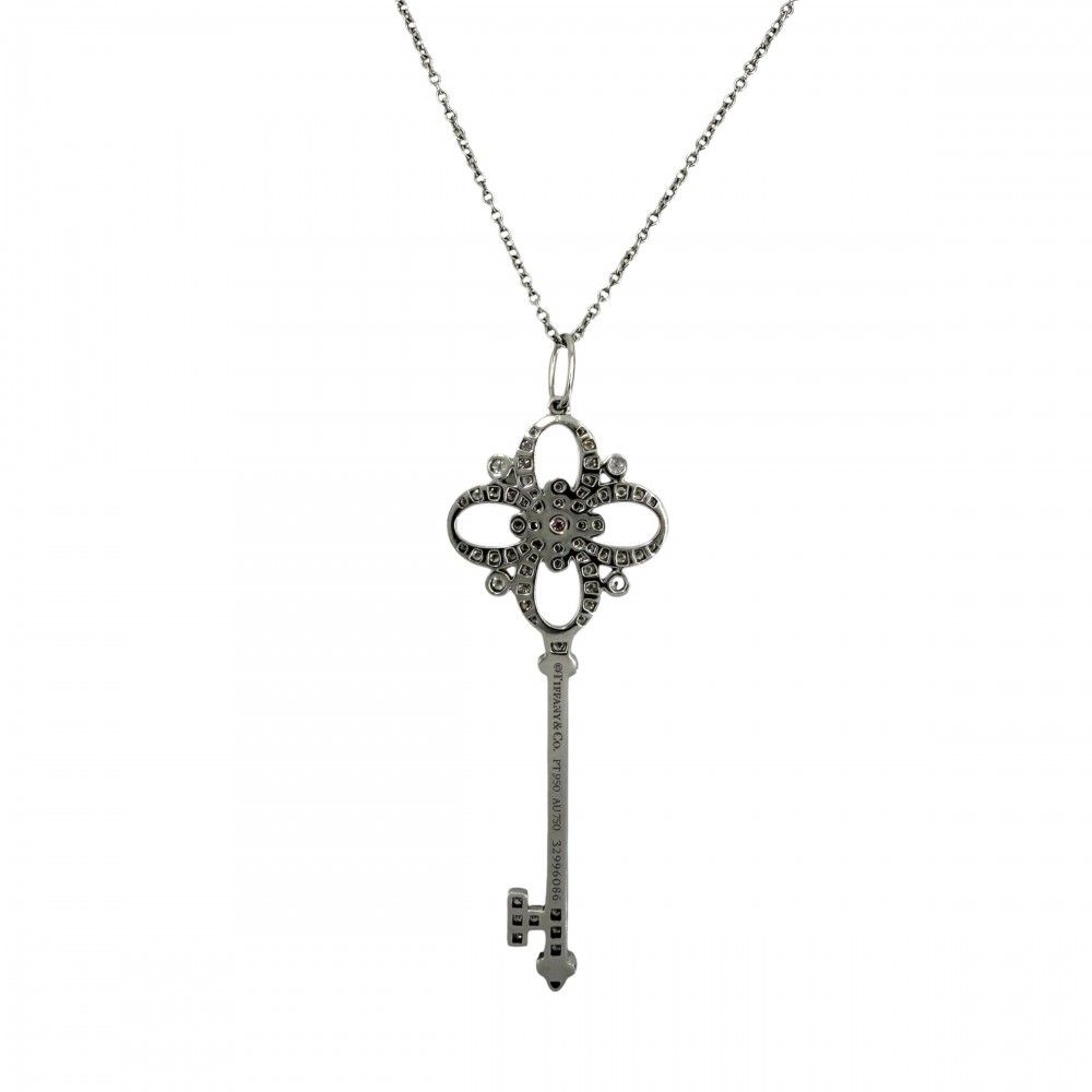 Tiffany & Co Necklace Victoria Key Platinum 18K Yellow Gold Pink Diamond — view 2