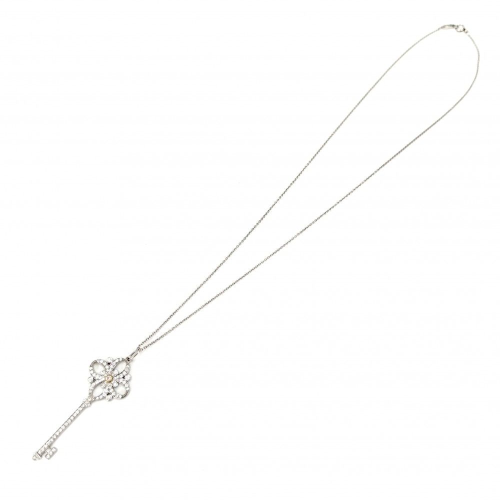 Tiffany & Co Necklace Victoria Key Platinum 18K Yellow Gold Pink Diamond — view 7