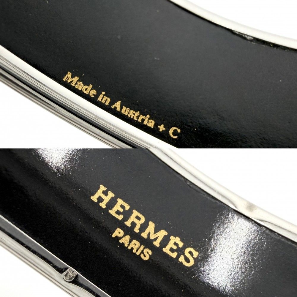 Hermes Bangle Enamel GM Bracelet Lion Cloisonne Blue Black Silver — view 3