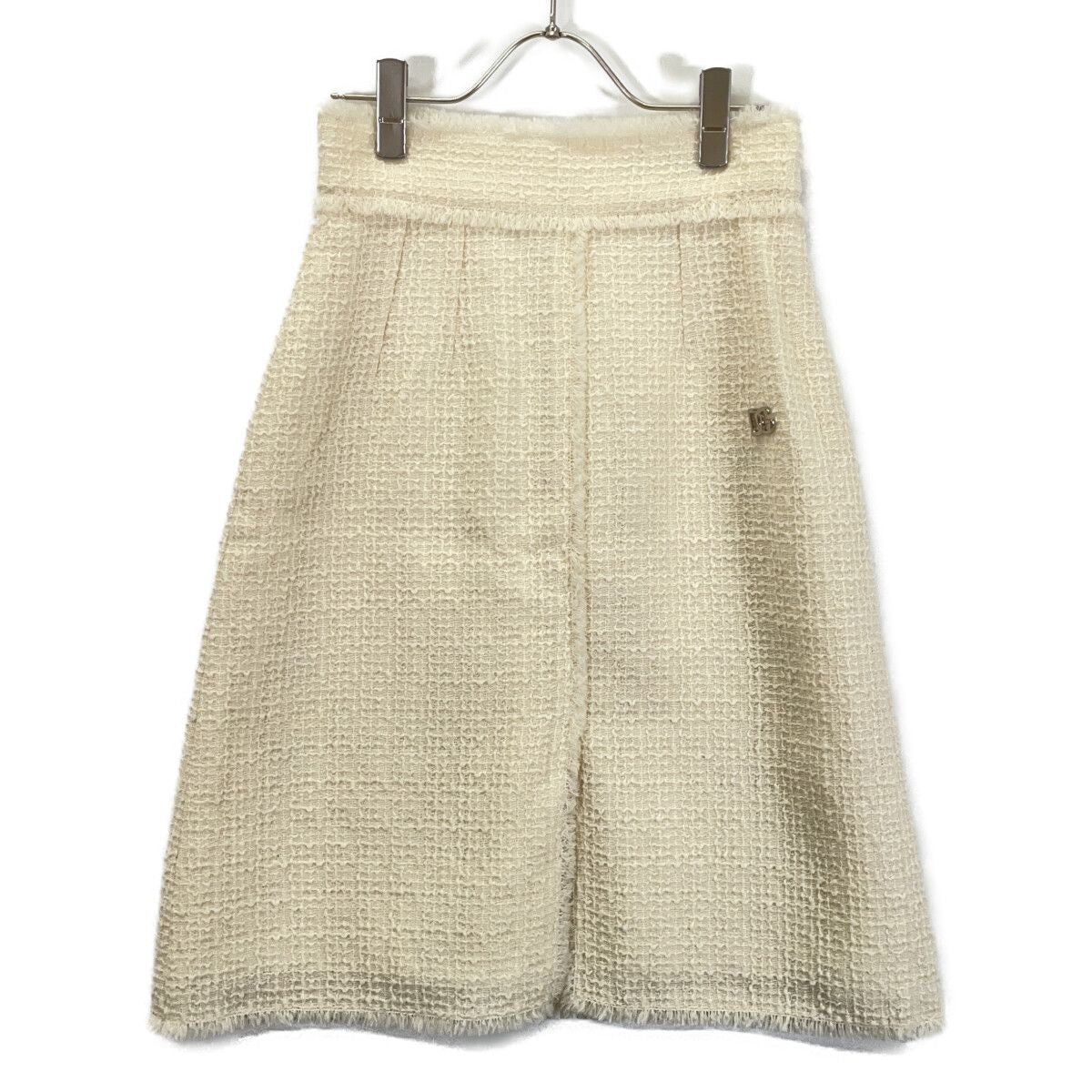 Dolce & Gabbana White SK Gdcaw Tweed DG Skirt 40