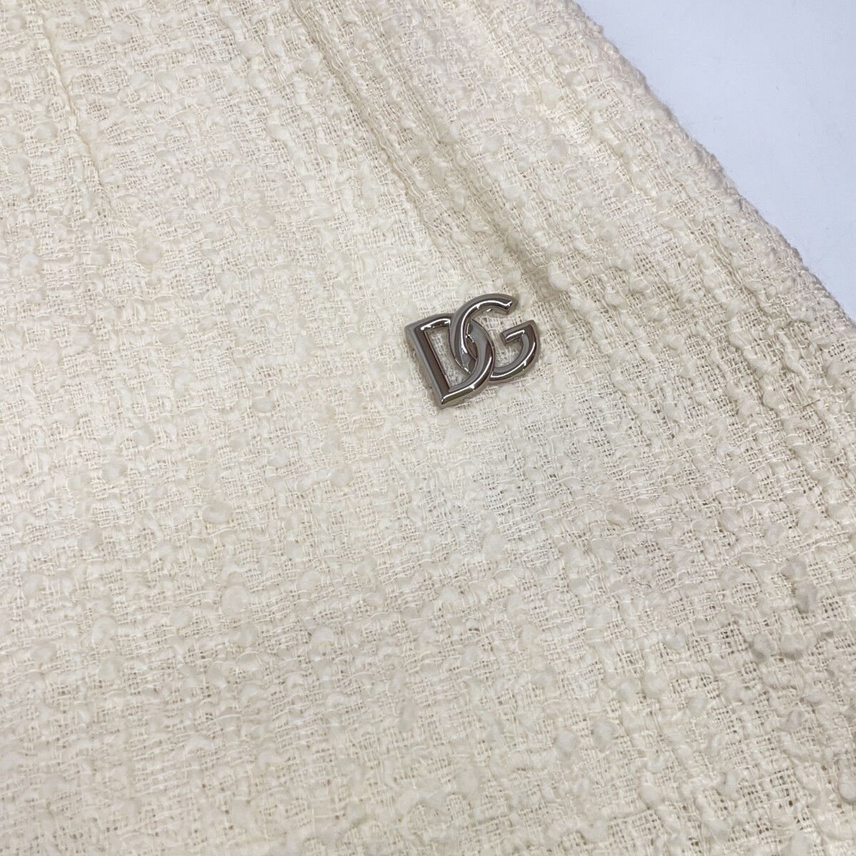Dolce & Gabbana White SK Gdcaw Tweed DG Skirt 40 — view 7