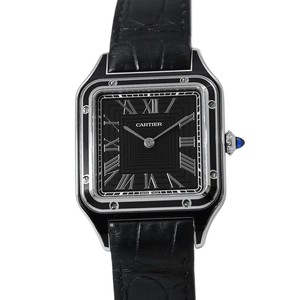 Cartier Santos Dumont LM Watch Black Dial Hand Wound