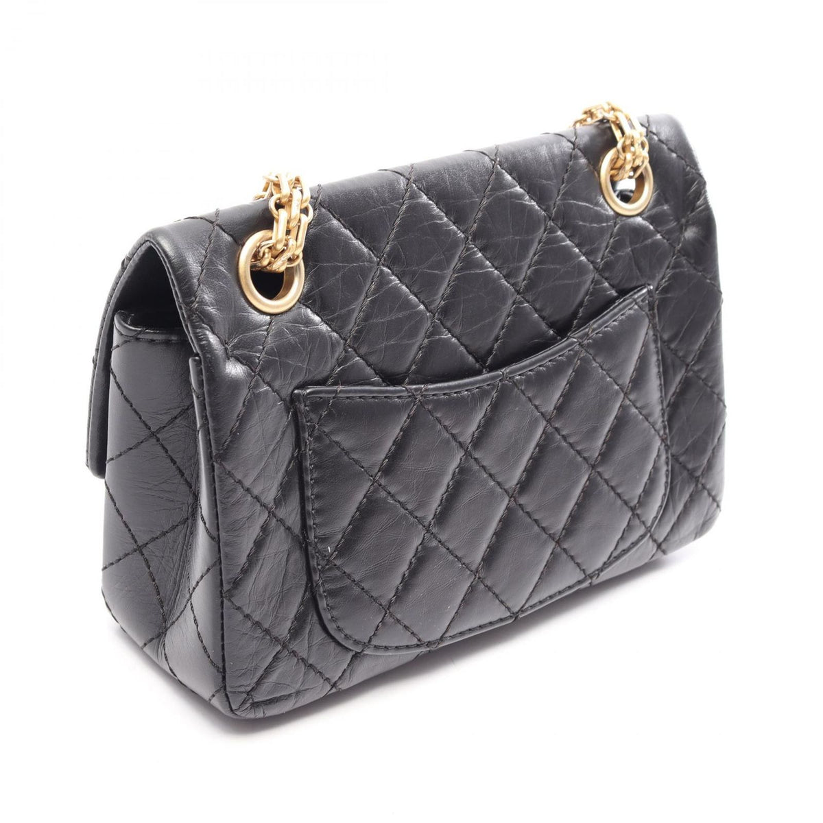 Chanel Shoulder Bag 2.55 Mini Quilted Black Calfskin Chain — view 2