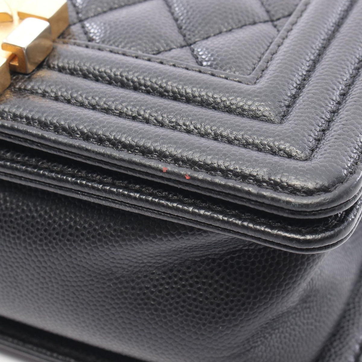 Chanel Shoulder Bag Boy Small Black Caviar Leather Chain — view 8