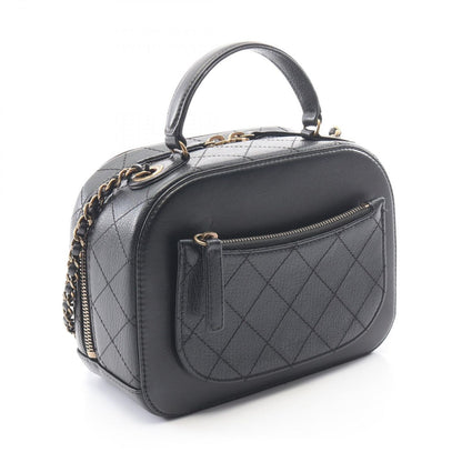 Chanel Shoulder Bag Quilted Vanity 2-Way Black Leather CC Logo Chain — view 2