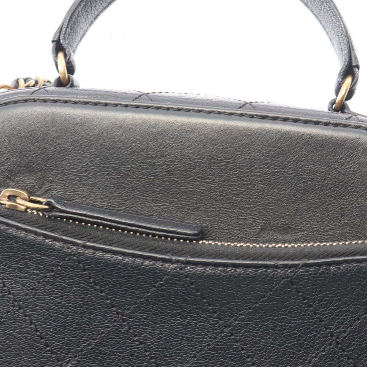 Chanel Shoulder Bag Quilted Vanity 2-Way Black Leather CC Logo Chain — view 8
