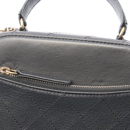 Chanel Shoulder Bag Quilted Vanity 2-Way Black Leather CC Logo Chain — view 8