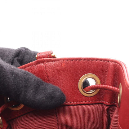 Chanel Shoulder Bag Chevron V-Stitch Drawstring Wine Red Leather — view 8