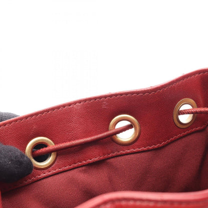 Chanel Shoulder Bag Chevron V-Stitch Drawstring Wine Red Leather — view 7