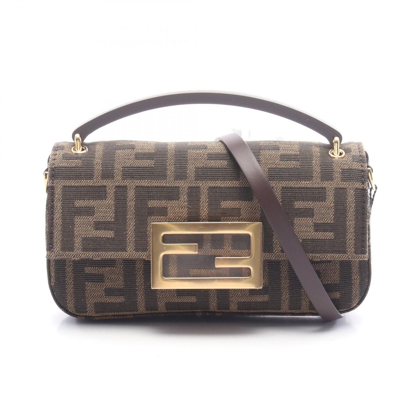 Fendi Shoulder Bag Baguette Smartphone Pouch Zucca 2-Way Canvas Leather