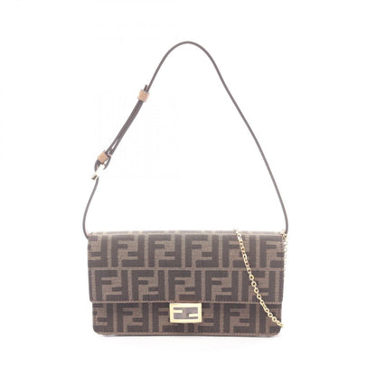 Fendi Shoulder Bag Baguette Zucca 2-Way Canvas Leather