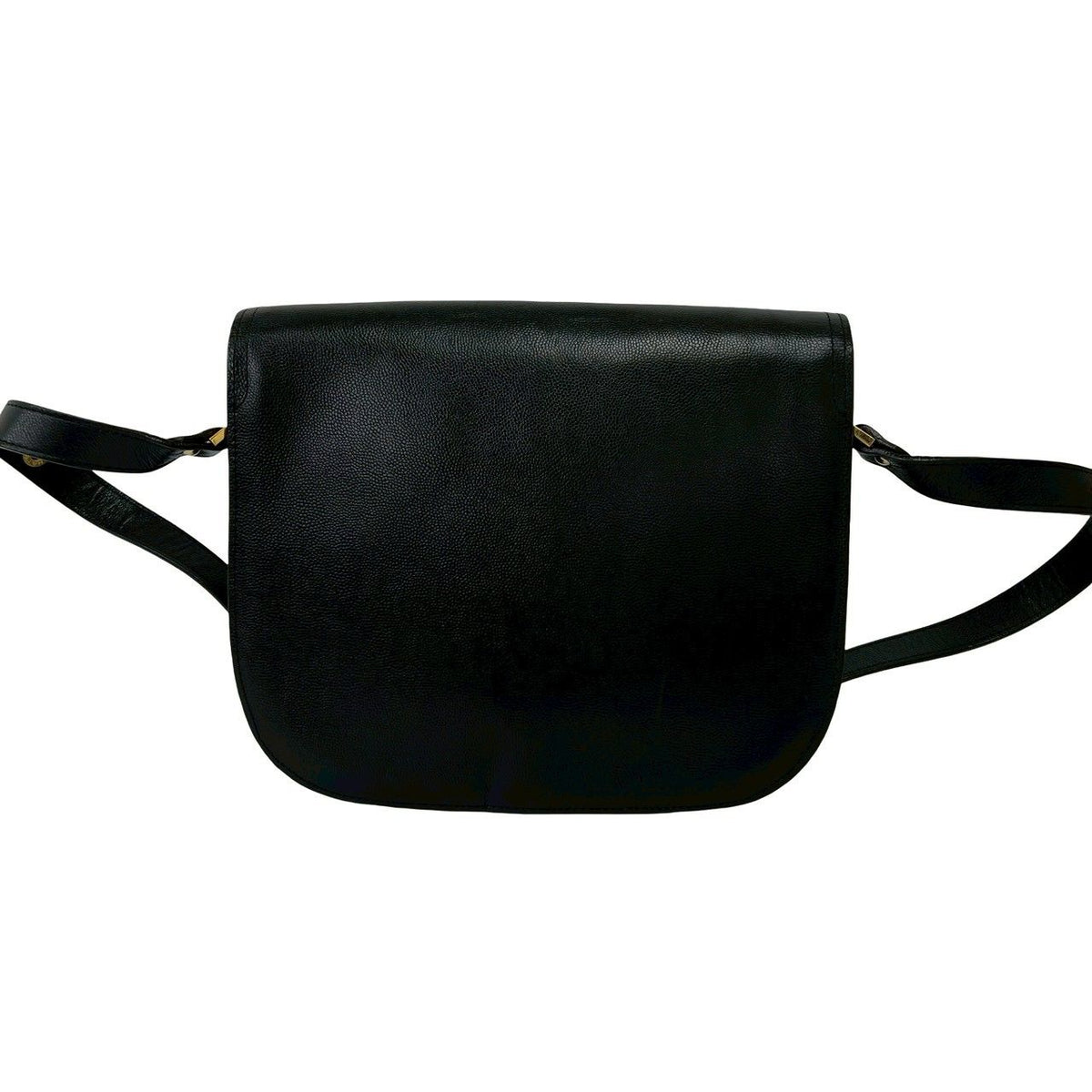 Saint Laurent Vintage YSL Logo Leather Shoulder Bag Semi Black — view 3