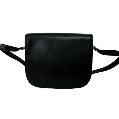 Saint Laurent Vintage YSL Logo Leather Shoulder Bag Semi Black — view 3
