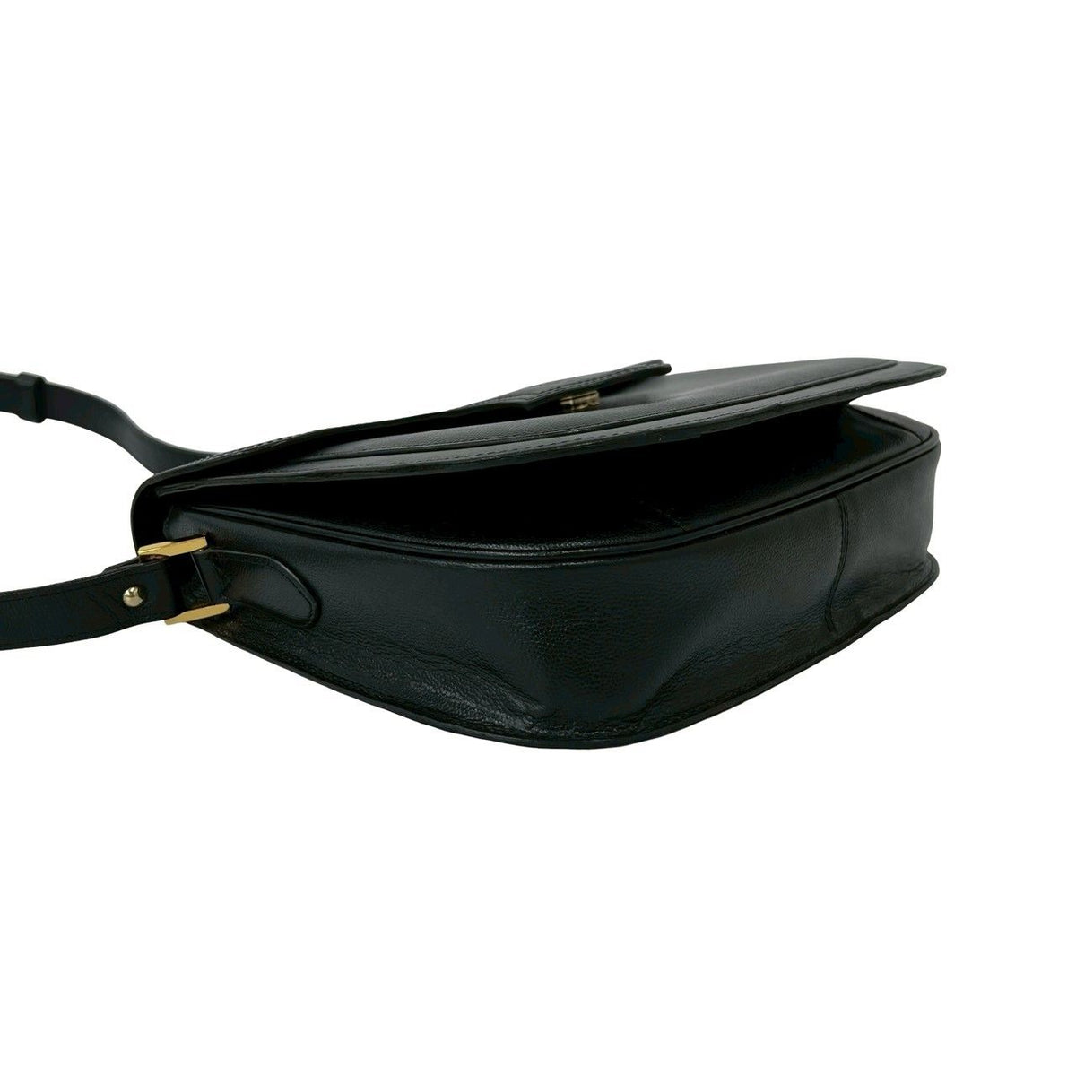 Saint Laurent Vintage YSL Logo Leather Shoulder Bag Semi Black — view 7