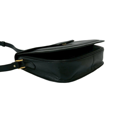 Saint Laurent Vintage YSL Logo Leather Shoulder Bag Semi Black — view 7