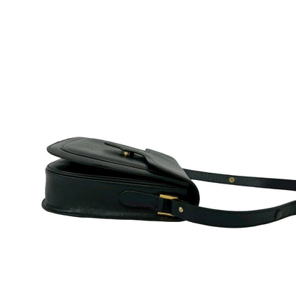 Saint Laurent Vintage YSL Logo Leather Shoulder Bag Semi Black — view 6