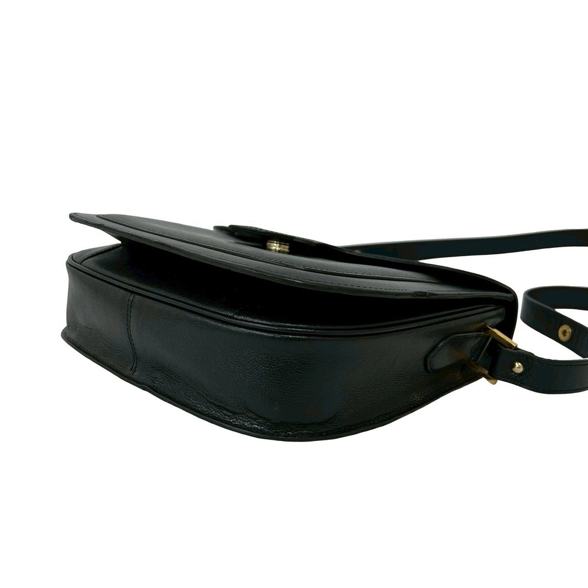 Saint Laurent Vintage YSL Logo Leather Shoulder Bag Semi Black — view 8