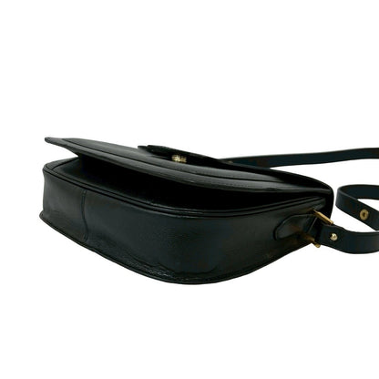 Saint Laurent Vintage YSL Logo Leather Shoulder Bag Semi Black — view 8