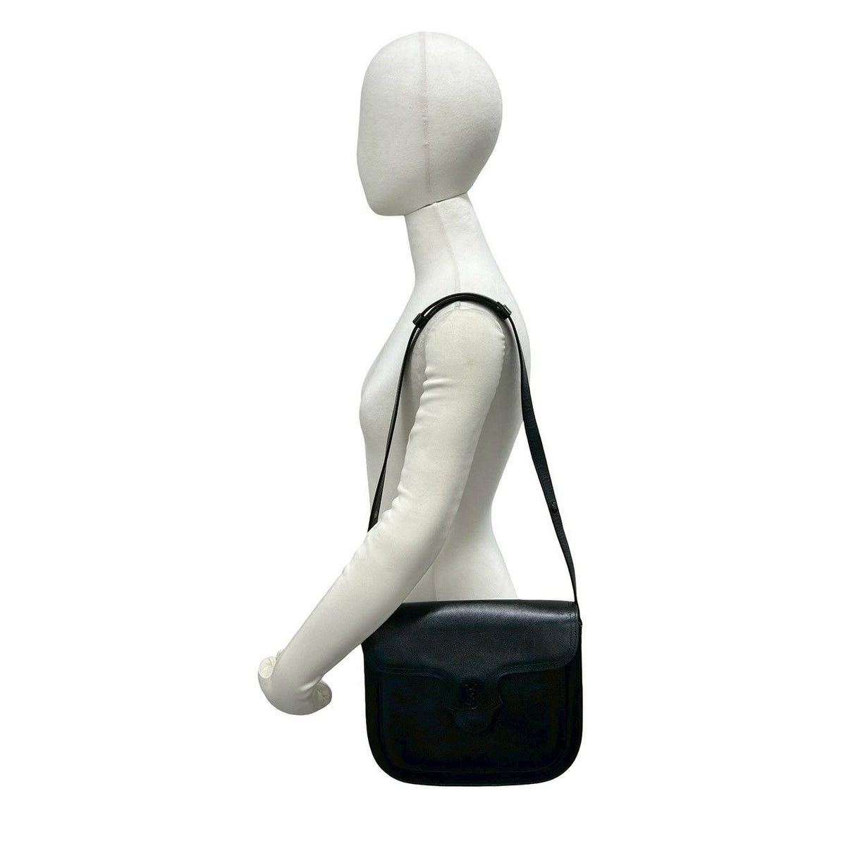 Saint Laurent Vintage YSL Logo Leather Shoulder Bag Semi Black — view 2