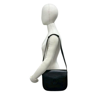 Saint Laurent Vintage YSL Logo Leather Shoulder Bag Semi Black — view 2