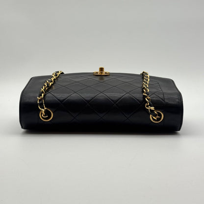 Chanel Large Shoulder Bag Diana Flap Quilted Black Leather CC Logo Turnlock — view 5