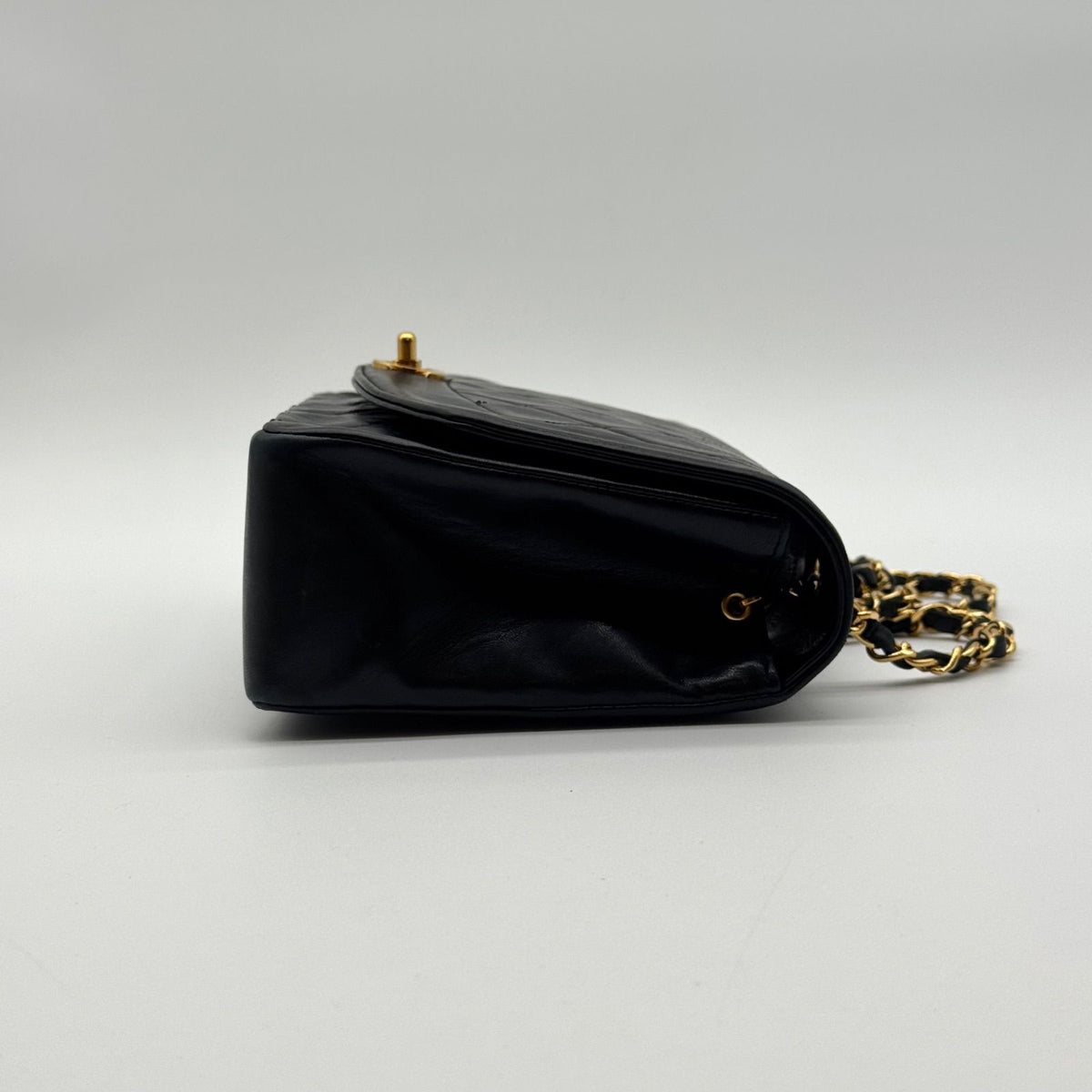 Chanel Large Shoulder Bag Diana Flap Quilted Black Leather CC Logo Turnlock — view 3