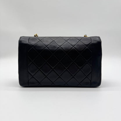 Chanel Large Shoulder Bag Diana Flap Quilted Black Leather CC Logo Turnlock — view 2