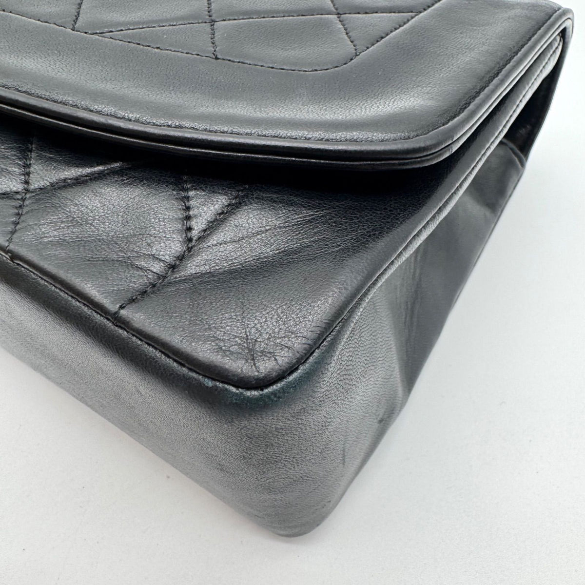 Chanel Large Shoulder Bag Diana Flap Quilted Black Leather CC Logo Turnlock — view 8