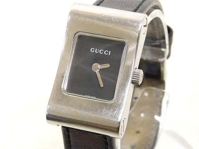 Gucci Watch Quartz Square Black Dial Leather