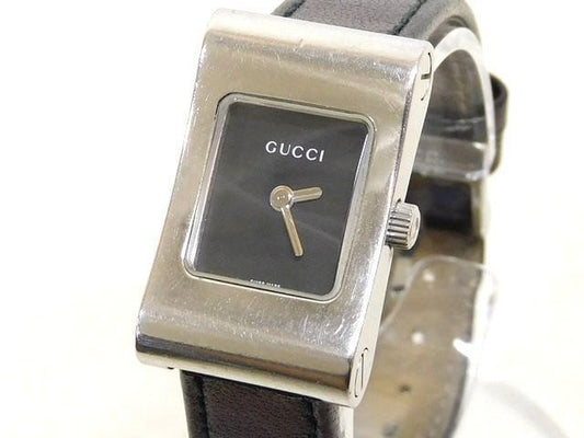 Gucci Watch Quartz Square Black Dial Leather