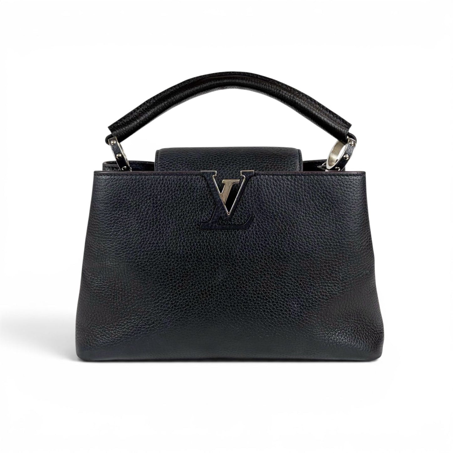Louis Vuitton Capucines MM Handbag Top Handle Bag Black Noir Taurillon — view 2