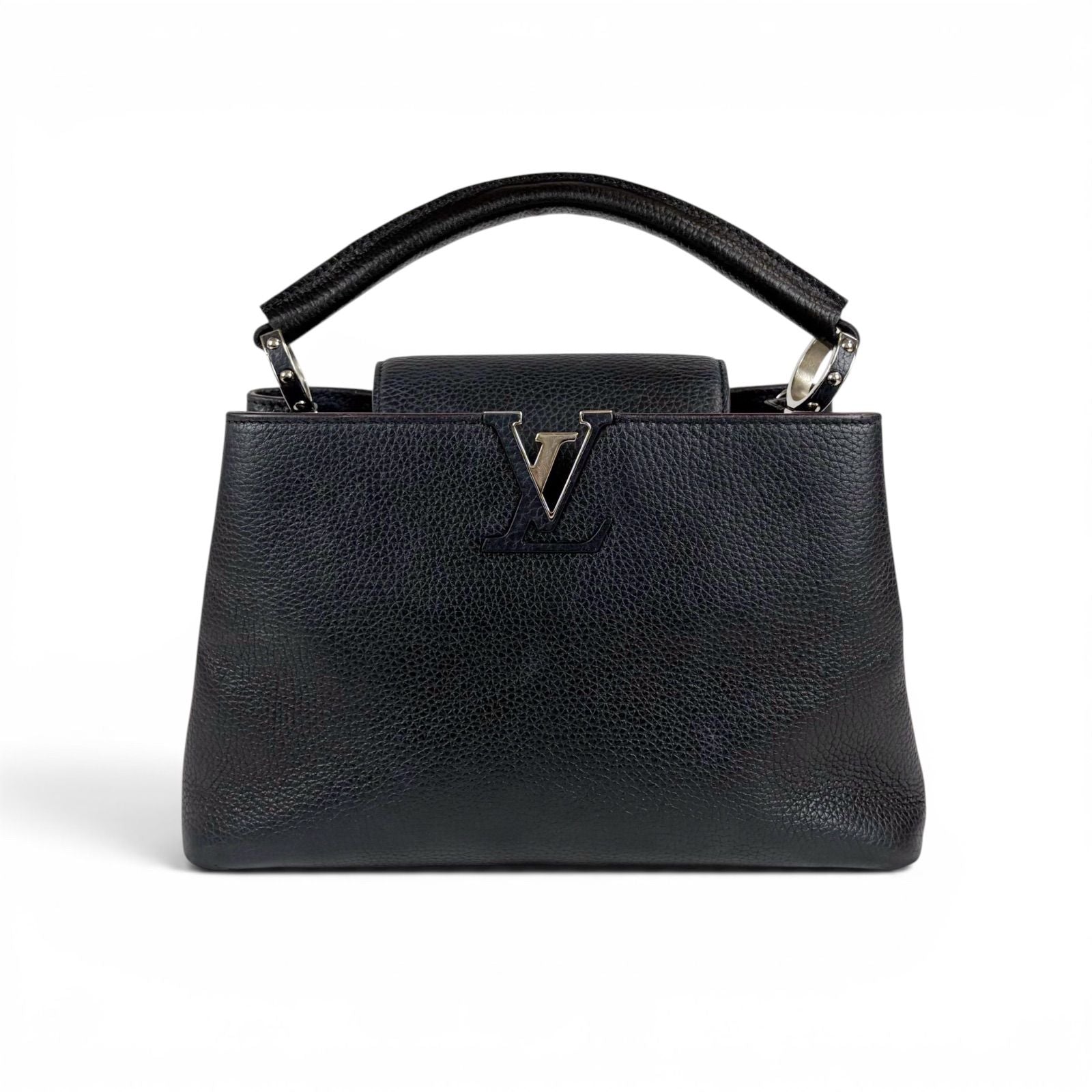 Louis Vuitton Capucines MM Handbag Top Handle Bag Black Noir Taurillon — view 2