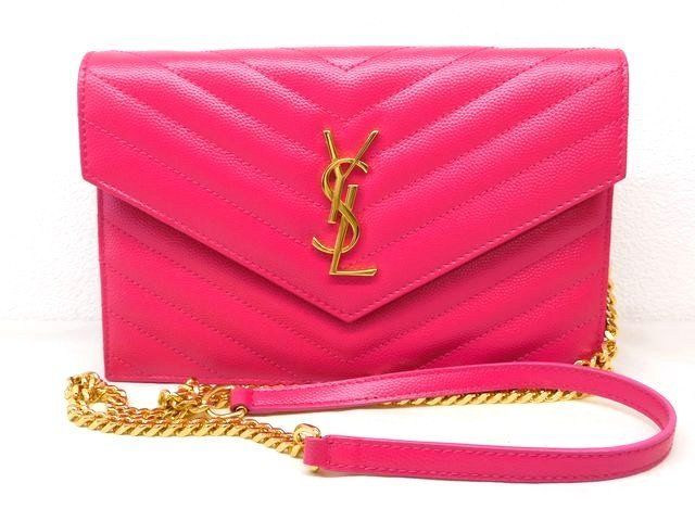 Saint Laurent YSL Cassandra Chain Wallet Pink Gold Shoulder Bag