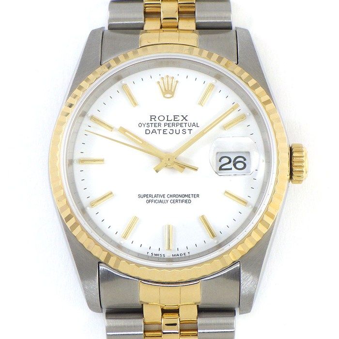 Rolex Watch Datejust L Number 1989 White Dial Full Ted Bezel Jubilee Bracelet
