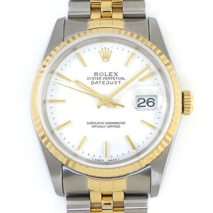 Rolex Watch Datejust L Number 1989 White Dial Full Ted Bezel Jubilee Bracelet
