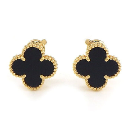 Van Cleef & Arpels Single Earring Vintage Alhambra Onyx 18K Yellow Gold