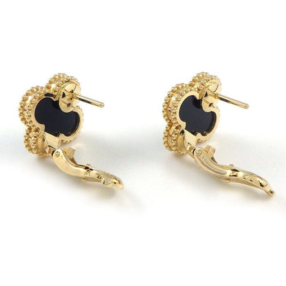 Van Cleef & Arpels Single Earring Vintage Alhambra Onyx 18K Yellow Gold — view 2