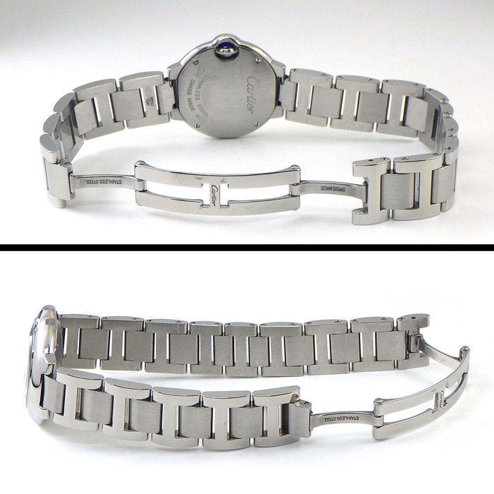 Cartier Watch Baron Blue SM 11 Points Diamond Index Silver Guilloche Dial SS — view 3