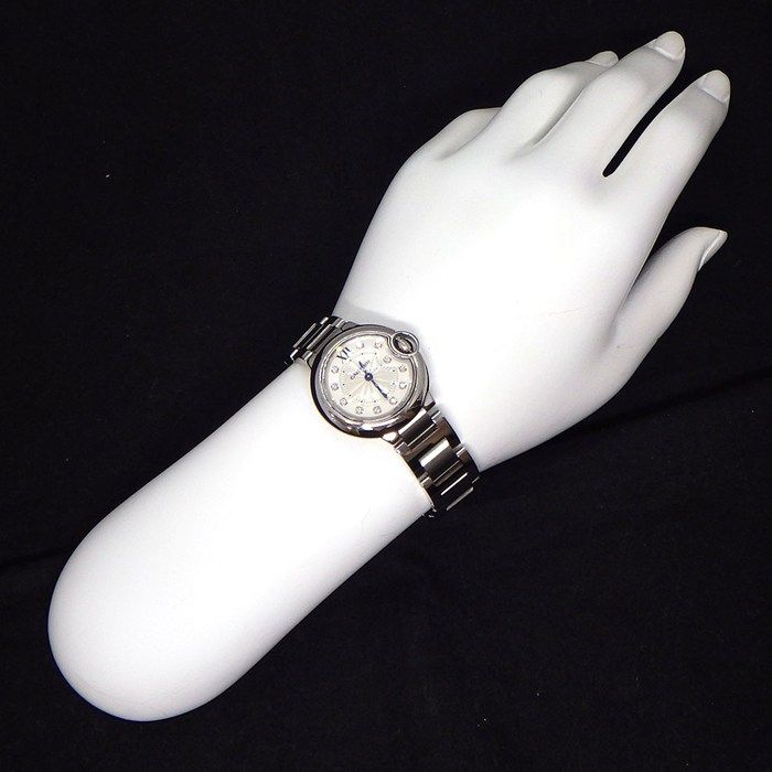 Cartier Watch Baron Blue SM 11 Points Diamond Index Silver Guilloche Dial SS — view 7