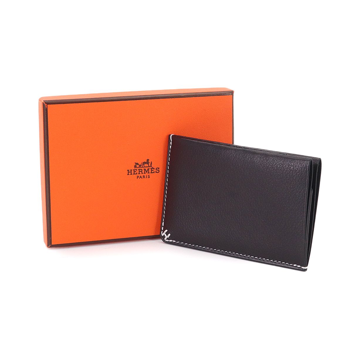 Hermes Sellier Card Case Business Holder Bague Rain Blue Indigo Sellier — view 2